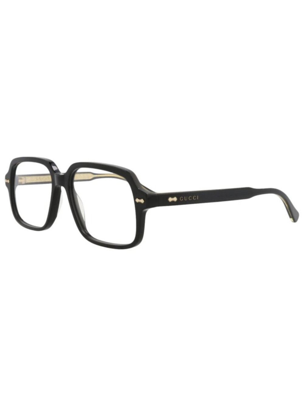 New Gucci Women's Eyeglasses Square Rectangle Acetate Frame Mens Black Black